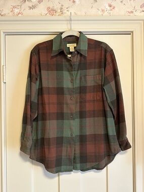 LIMITED Chinos Flannel Shirt Mens XS Green Brown Plaid Cotton Button Front